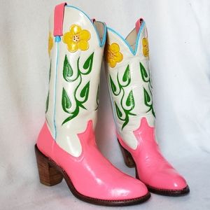 Western Barbie Vintage ACME Floral Cowboy Boots